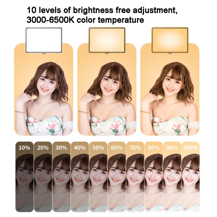 10 Inch 3000-6500K Three-color Temperature Photography Flat-panel Live Fill Light,Spec:, Only Light, 30cm Bracket, 42CM Bracket, 0.5m Bracket, 2.1m Bracket, 2.1m Bracket+Clip, Small Tripod