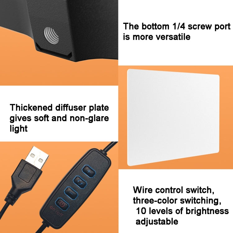 10 Inch 3000-6500K Three-color Temperature Photography Flat-panel Live Fill Light,Spec:, Only Light, 30cm Bracket, 42CM Bracket, 0.5m Bracket, 2.1m Bracket, 2.1m Bracket+Clip, Small Tripod
