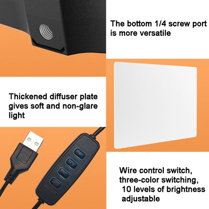 10 Inch 3000-6500K Three-color Temperature Photography Flat-panel Live Fill Light,Spec:, Only Light, 30cm Bracket, 42CM Bracket, 0.5m Bracket, 2.1m Bracket, 2.1m Bracket+Clip, Small Tripod
