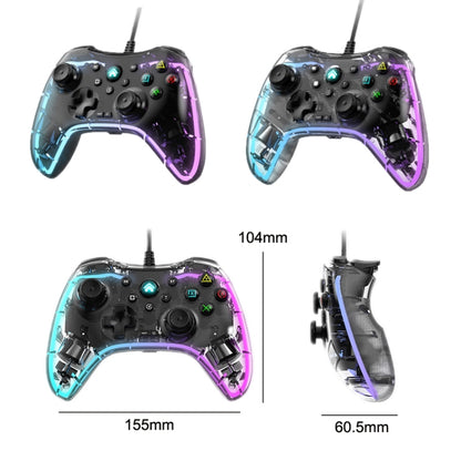 S03 Glare Transparent Wired Gamepad for Nintendo Switch/Sony PS/Computer, Black, White