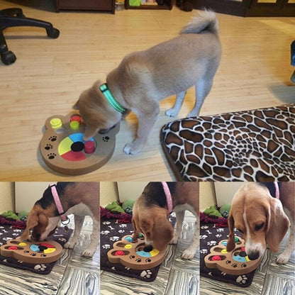 Pet Dog Feeding Multifunctional Educational Wooden Toy, Paw Print, Bone Type