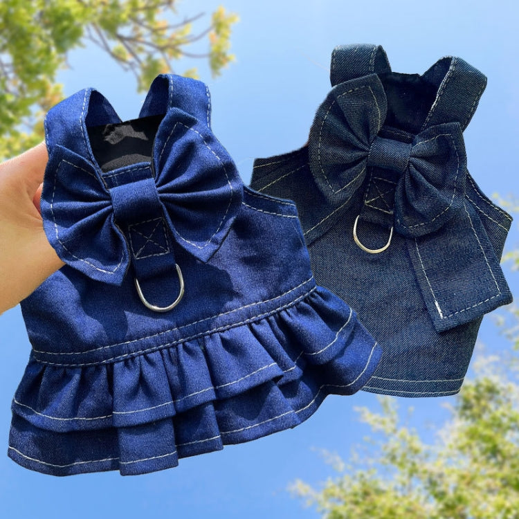 Pet Cat Denim Skirt Chest Back Leash for Dog Walking, XS, S, M, L, XL, XXL, XXXL