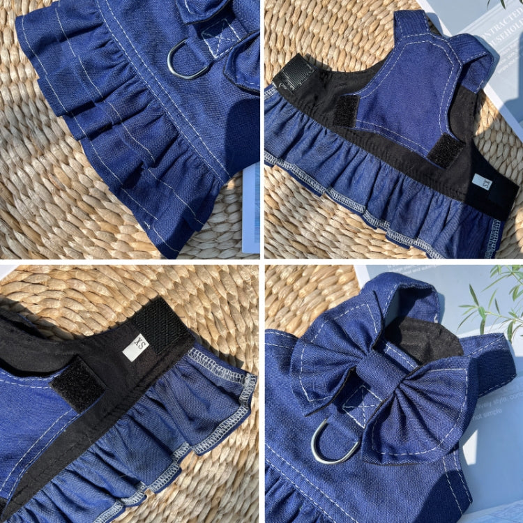 Pet Cat Denim Skirt Chest Back Leash for Dog Walking, XS, S, M, L, XL, XXL, XXXL