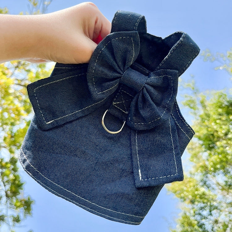 Pet Cat Denim Skirt Chest Back Leash for Dog Walking, XS, S, M, L, XL, XXL, XXXL