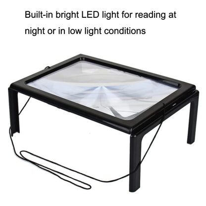 WJ10015 Full Page Reading LED Light Three-dimensional Folding Bracket Magnifying Glass, 3X Magnifying Glass