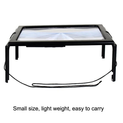 WJ10015 Full Page Reading LED Light Three-dimensional Folding Bracket Magnifying Glass, 3X Magnifying Glass