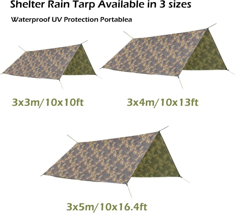 Waterproof Tent Tarp Square Canopy Polyester Sunshade Floor Mat, 3X3m, 3X4m, 3X5m