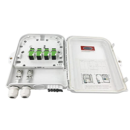 8-Core Outdoor-Rated Fiber Optic Splitter Box ABS Indoor/Outdoor Wall-Mounted Pole Fiber Optic Enclosure