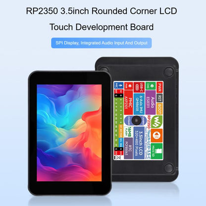 Waveshare RP2350 Dual-Core Development Board With 3.5-Inch 320x480 LCD, 65K Color Display, Standard Ver, With Case and OV5640 camera