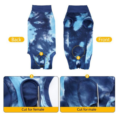 Tie-dye Dog Postoperative Clothes Easy to Put On and Take Off Pet Sterilization Clothes, XXS, S, M, L, XL, XXL, XXXL