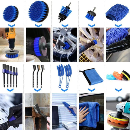 Car Wash Waterproof Gloves Wheel Hub Cleaning Brush, 30 in 1