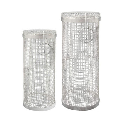 Outdoor Stainless Steel Barbecue Cage BBQ Round Mesh Tube, 20cm With Hook, 30cm With Hook