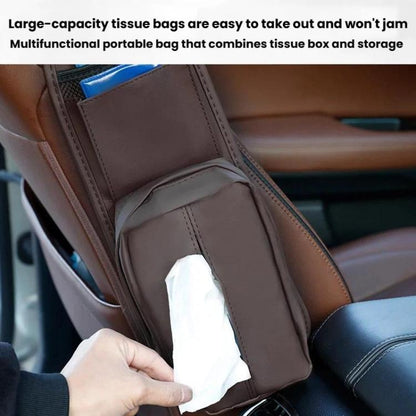 Car Seat Side Storage Pocket Hanging Leather Tissue Holder