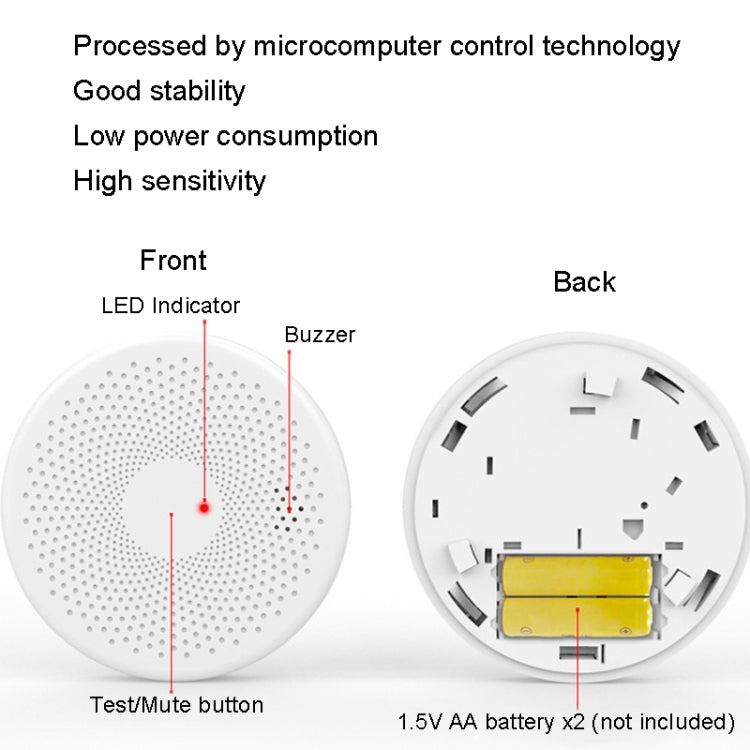 RH-WS11-W WiFi 2 In 1 Smoke Alarm Carbon Monoxide Composite Smoke Sensor, RH-WS11-W