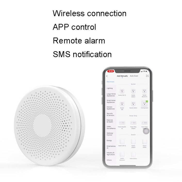 RH-WS11-W WiFi 2 In 1 Smoke Alarm Carbon Monoxide Composite Smoke Sensor, RH-WS11-W