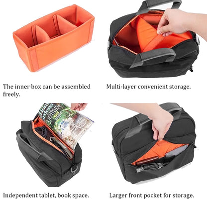 SLR Camera Bag Men Crossbody  Photography Bag Waterproof Carrying Case with USB Charging Port, Large, Small