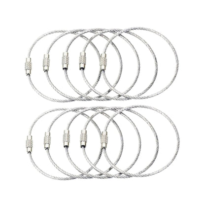 JJ11087 10pcs Stainless Steel Wire Ring Key Ring Wire Chain Key Chain, Wire Ring Key Chain