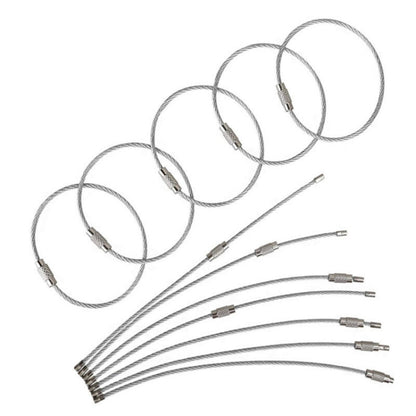 JJ11087 10pcs Stainless Steel Wire Ring Key Ring Wire Chain Key Chain, Wire Ring Key Chain