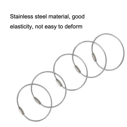 JJ11087 10pcs Stainless Steel Wire Ring Key Ring Wire Chain Key Chain, Wire Ring Key Chain