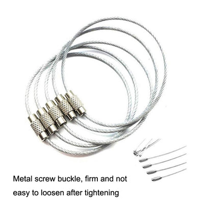 JJ11087 10pcs Stainless Steel Wire Ring Key Ring Wire Chain Key Chain, Wire Ring Key Chain