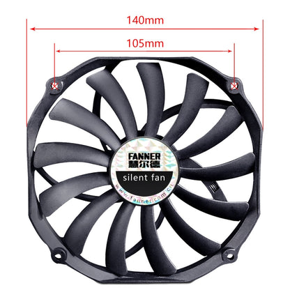 FANNER Ice Soul F14015 4PIN PWM Ultra-thin Chassis Fan Desktop Computer Radiator, F14015