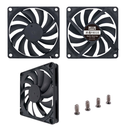 FANNER Ice Soul F8010 Ultra Thin Chassis Fan 4pin PWM Intelligent Speed Adjustment Quiet Cooling Heat Dissipation, F8010