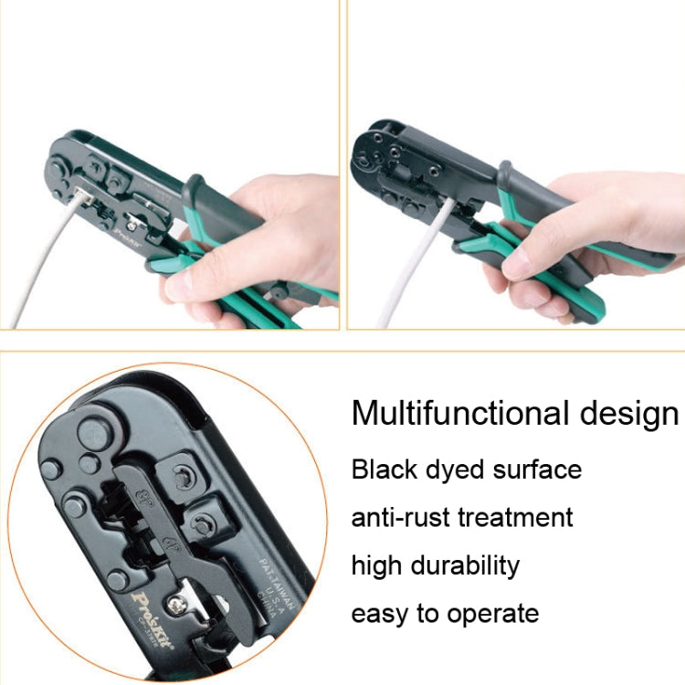 ProsKit CP-376TR 4P/6P/8P Three-Use Network Crimping Pliers, CP-376TR