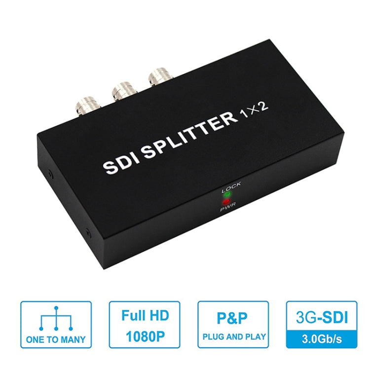 1 In 2 Out SD-SDI / HD-SDI / 3G-SDI Distribution Amplifier Video SDI Splitter, 1 In 2 Out
