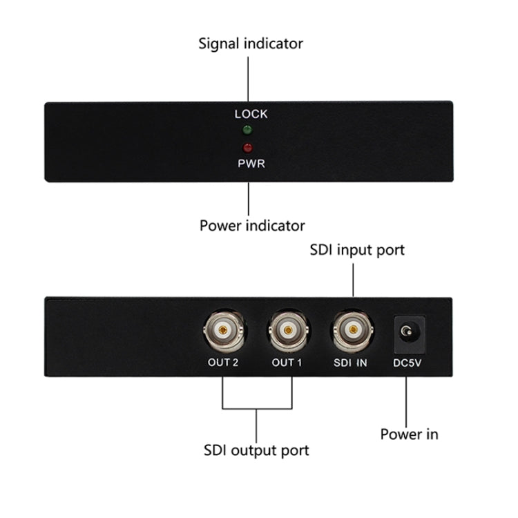 1 In 2 Out SD-SDI / HD-SDI / 3G-SDI Distribution Amplifier Video SDI Splitter, 1 In 2 Out