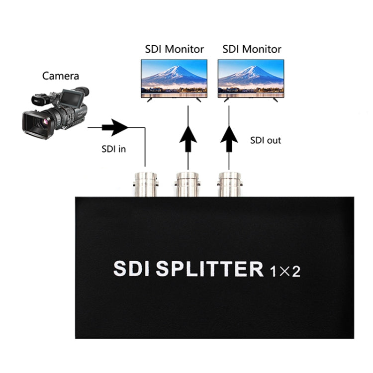 1 In 2 Out SD-SDI / HD-SDI / 3G-SDI Distribution Amplifier Video SDI Splitter, 1 In 2 Out