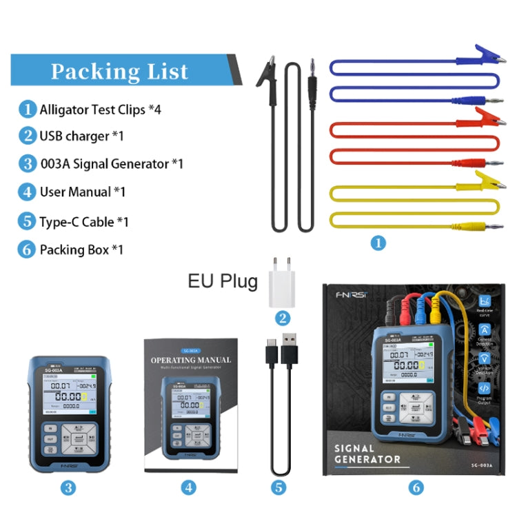 FNIRSI SG-003 Multifunctional PWM Signal Generator 4-20ma Voltage Current Calibrator, EU Plug, SG-003