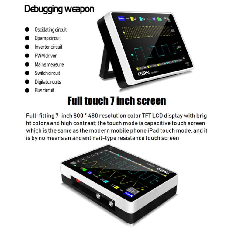 FNIRSI 1013D 1GS Sampling Dual Channel 100M Bandwidth Digital Oscilloscope, US Plug, 1013D