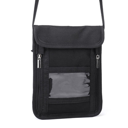 ZD-WM-06 RFID Hanging Neck Bag Passport Bag Anti-scanning Anti-magnetic Messenger ID Bag, ZD-WM-06 Black