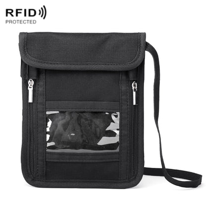 ZD-WM-06 RFID Hanging Neck Bag Passport Bag Anti-scanning Anti-magnetic Messenger ID Bag, ZD-WM-06 Black
