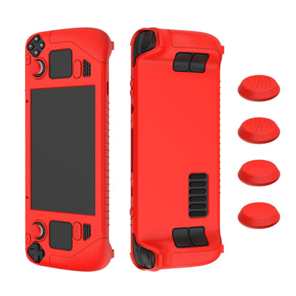 For Steam Deck Game Controller Soft Silicone Protective Cover Case With 4pcs Key Cap, SD001 (Black), SD001 (Red), SD001 (Luminous Blue), SD001 (Luminous Green)