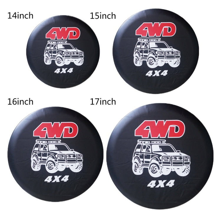 PVC Faux Leather Spare Wheel Cover Rear Tire Protector, 14 inch, 15 inch, 16 inch, 17 inch