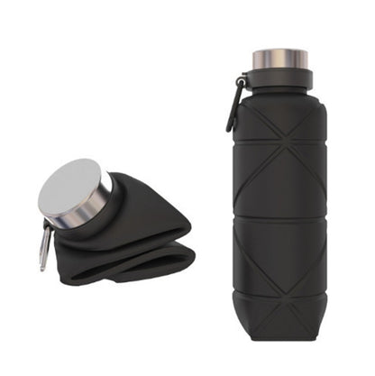Outdoor Silicone Folding Water Cup Telescopic Water Bottle Travel Drinking Cup With Carabiner, 700ml Wine Red, 700ml Blue, 700ml Black, 700ml Grey, 700ml Red