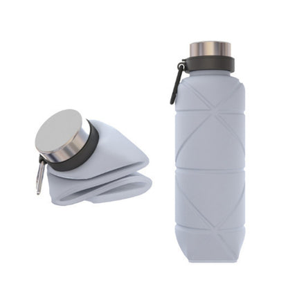 Outdoor Silicone Folding Water Cup Telescopic Water Bottle Travel Drinking Cup With Carabiner, 700ml Wine Red, 700ml Blue, 700ml Black, 700ml Grey, 700ml Red