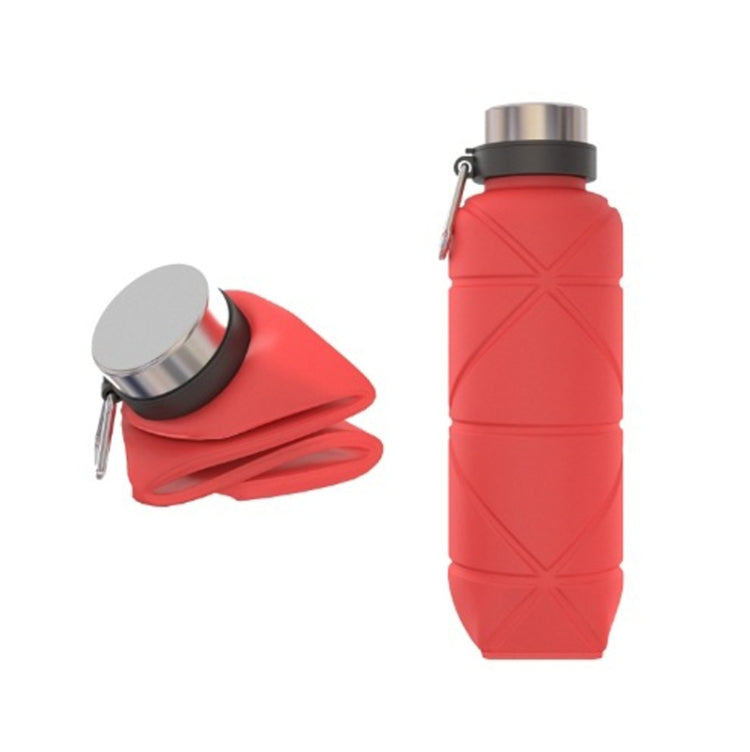 Outdoor Silicone Folding Water Cup Telescopic Water Bottle Travel Drinking Cup With Carabiner, 700ml Wine Red, 700ml Blue, 700ml Black, 700ml Grey, 700ml Red