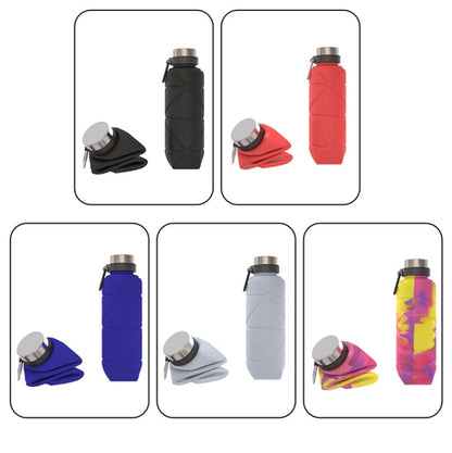 Outdoor Silicone Folding Water Cup Telescopic Water Bottle Travel Drinking Cup With Carabiner, 700ml Wine Red, 700ml Blue, 700ml Black, 700ml Grey, 700ml Red