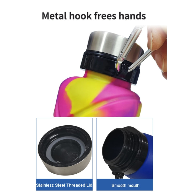 Outdoor Silicone Folding Water Cup Telescopic Water Bottle Travel Drinking Cup With Carabiner, 700ml Wine Red, 700ml Blue, 700ml Black, 700ml Grey, 700ml Red