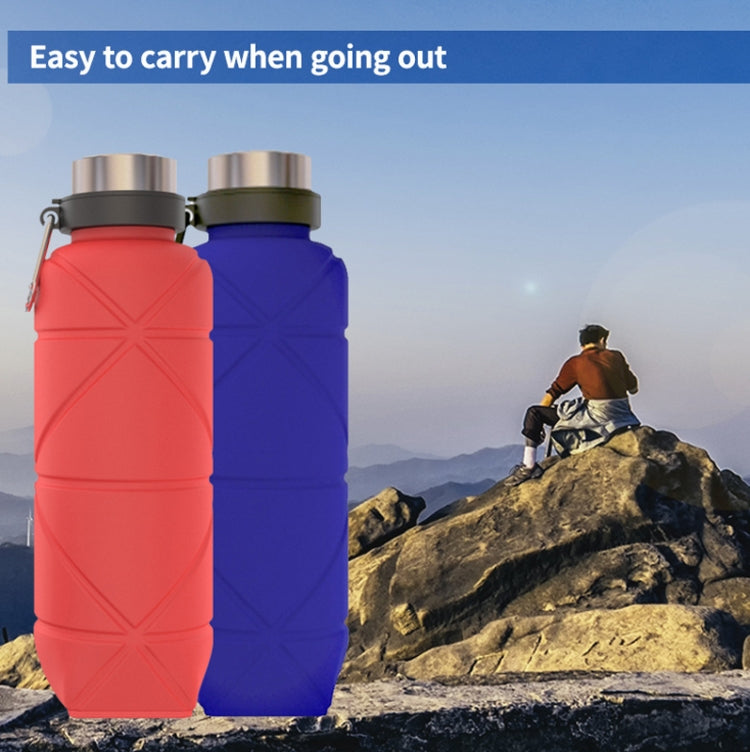 Outdoor Silicone Folding Water Cup Telescopic Water Bottle Travel Drinking Cup With Carabiner, 700ml Wine Red, 700ml Blue, 700ml Black, 700ml Grey, 700ml Red