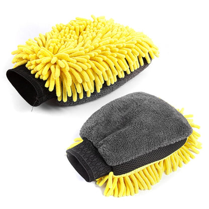2pcs Car Chenille Coral Fleece Car Wash Double Sided Thick Gloves