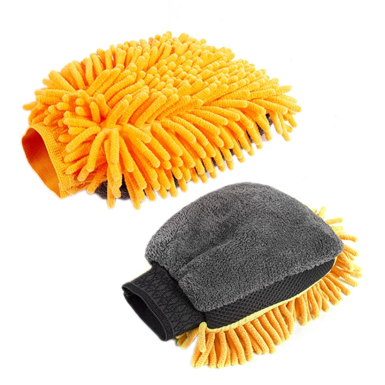 2pcs Car Chenille Coral Fleece Car Wash Double Sided Thick Gloves