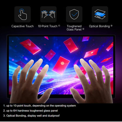 Luckfox 14-Inch 4K Portable Touchscreen Monitor With Magnetic Protective Case 3840x2160 HDR IPS Display, Full Lamination, 10-Point Capacitive Touch, EU Plug, US Plug, UK Plug