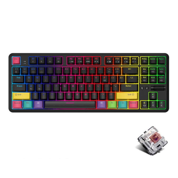 Ajazz K870T 87-Key Hot Swap Bluetooth/Wired Dual Mode RGB Backlight Office Game Mechanical Keyboard, Hot Swap Tea Shaft (Black), Hot Swap Red Shaft (White), Hot Swap Red Shaft (Black), Hot Swap Green Shaft (Black), Hot Swap Green Shaft (White)...