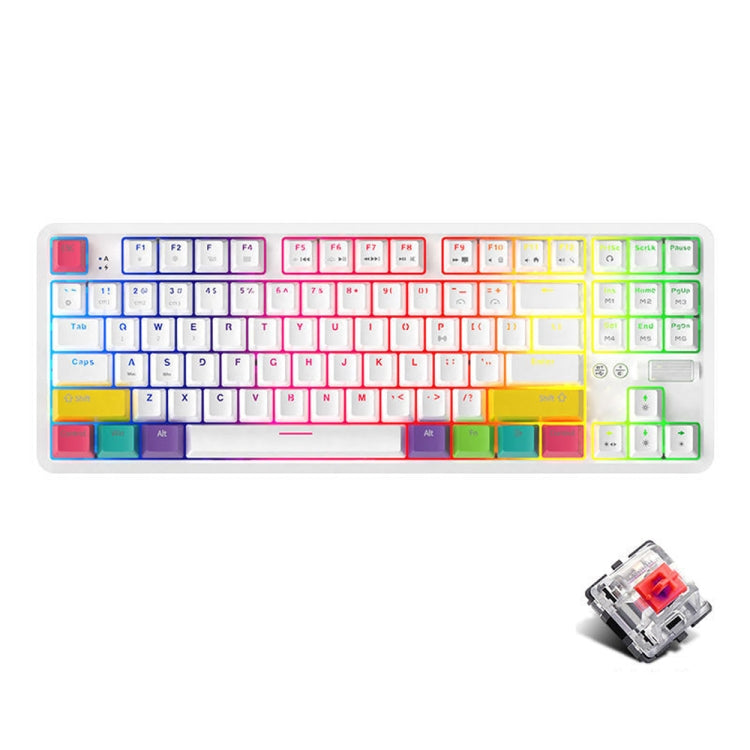 Ajazz K870T 87-Key Hot Swap Bluetooth/Wired Dual Mode RGB Backlight Office Game Mechanical Keyboard, Hot Swap Tea Shaft (Black), Hot Swap Red Shaft (White), Hot Swap Red Shaft (Black), Hot Swap Green Shaft (Black), Hot Swap Green Shaft (White)...