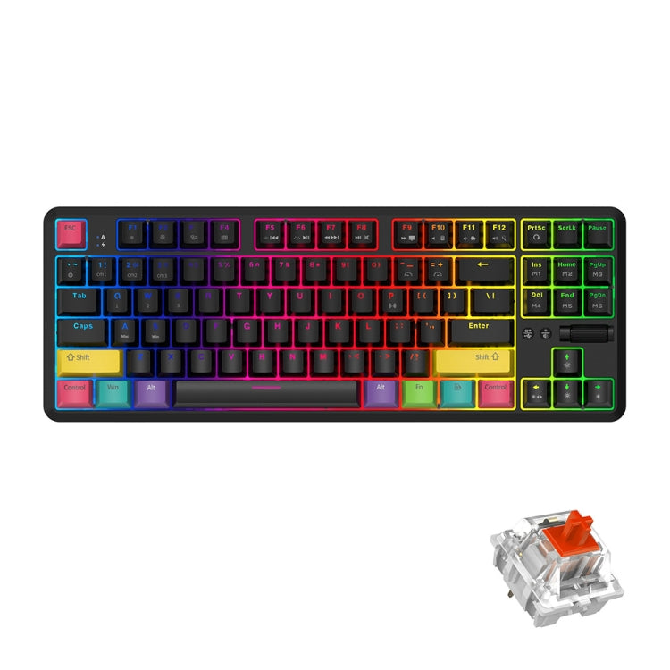 Ajazz K870T 87-Key Hot Swap Bluetooth/Wired Dual Mode RGB Backlight Office Game Mechanical Keyboard, Hot Swap Tea Shaft (Black), Hot Swap Red Shaft (White), Hot Swap Red Shaft (Black), Hot Swap Green Shaft (Black), Hot Swap Green Shaft (White)...