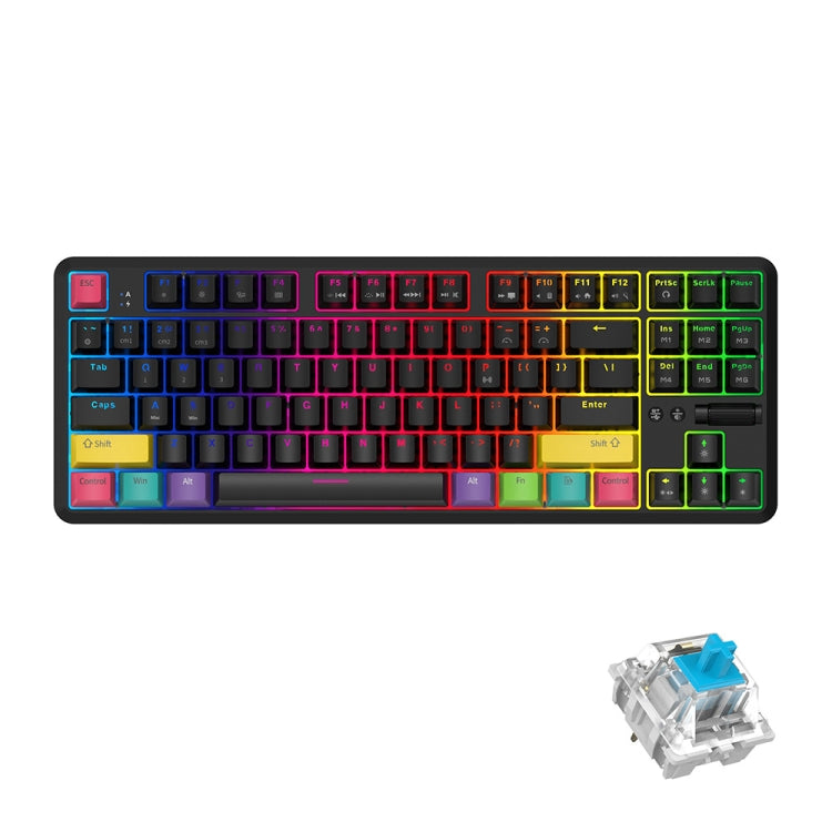 Ajazz K870T 87-Key Hot Swap Bluetooth/Wired Dual Mode RGB Backlight Office Game Mechanical Keyboard, Hot Swap Tea Shaft (Black), Hot Swap Red Shaft (White), Hot Swap Red Shaft (Black), Hot Swap Green Shaft (Black), Hot Swap Green Shaft (White)...
