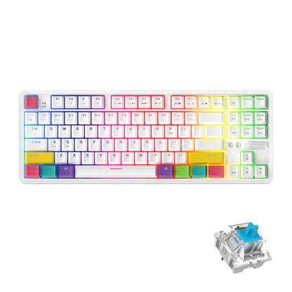 Ajazz K870T 87-Key Hot Swap Bluetooth/Wired Dual Mode RGB Backlight Office Game Mechanical Keyboard, Hot Swap Tea Shaft (Black), Hot Swap Red Shaft (White), Hot Swap Red Shaft (Black), Hot Swap Green Shaft (Black), Hot Swap Green Shaft (White)...